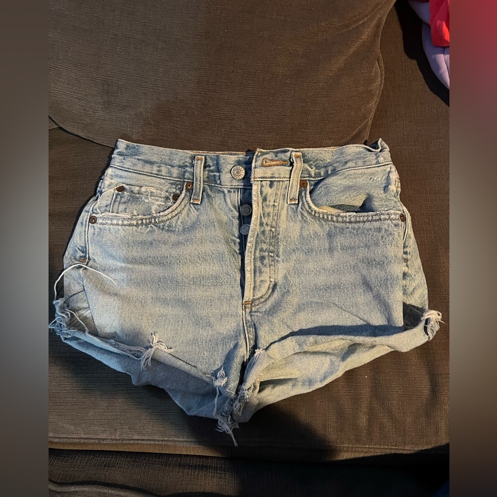 Agolde Sky Blue Denim Shorts